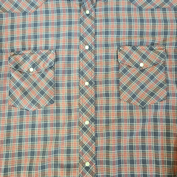 Vintage Western Pearl Flannel Plaid Double Pocket Blue Frontier Shirt Mens XL - Picture 6 of 12